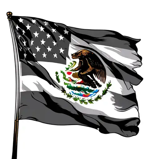 Mexican American flag tattoo design idea