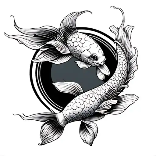 circular koi fish in a ying yan style tattoo tattoo design idea
