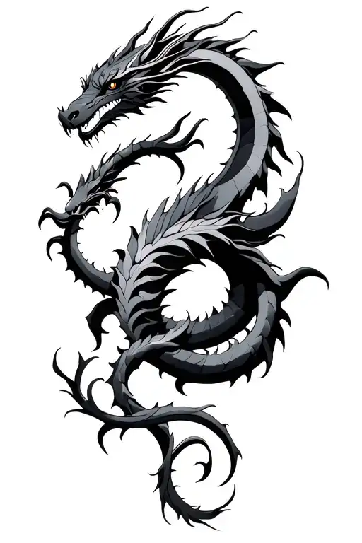 tribal dragon intertwined tattoo design idea