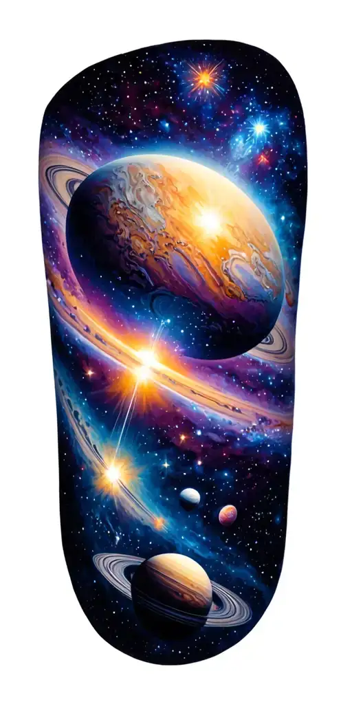 outerspace galaxy filled with stars add all planets add colorful stars tattoo design idea