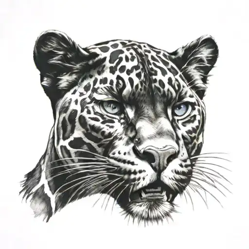 black panther intimidating look like tattoo design idea