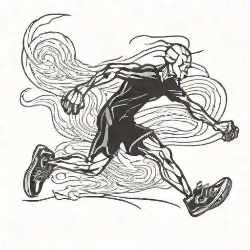 stickman running, with runnings shoes on  tattoo design idea