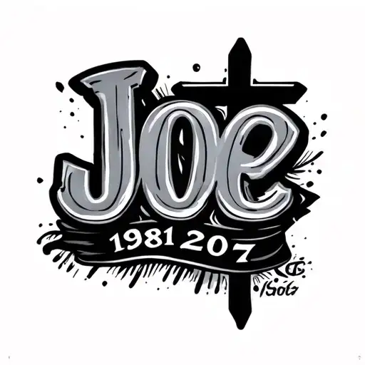 "Joe 1981 2017" cross tattoo design idea