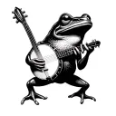 frog playing banjo tattoo design idea