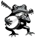 frog playing banjo tattoo design idea