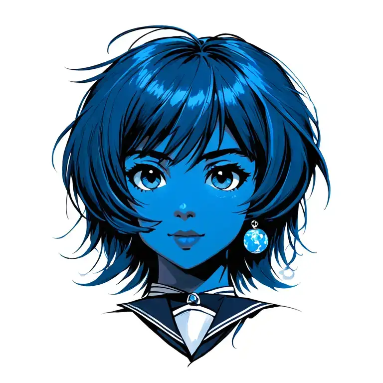 90s theme sailor mercury  tattoo design idea