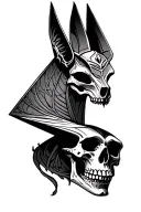 skull, anubis, temps qui passe fut turbulant mais nous tattoo design idea