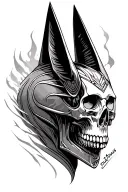 skull, anubis, temps qui passe fut turbulant mais nous tattoo design idea