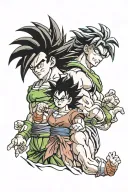 Videl & broly from Dragon ball tattoo design idea