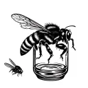 mason jar with a honey bee flying tattoo design idea
