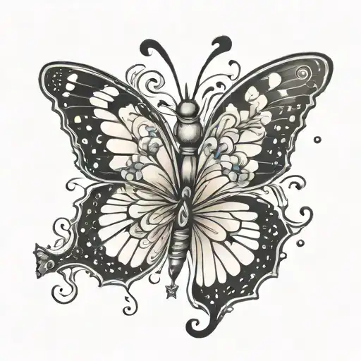 half snowflake and half butterfly made tattoo design idea
