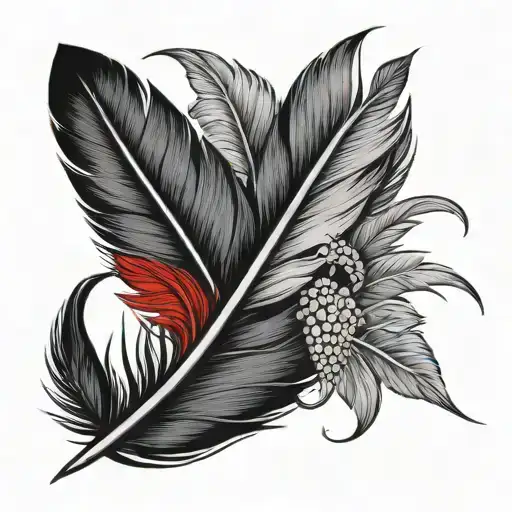 black and red feather tattoo design idea