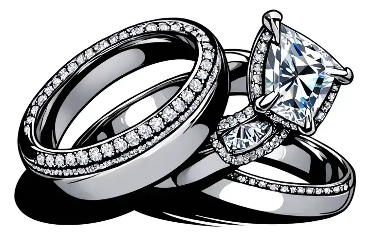 wedding rings tattoo design idea