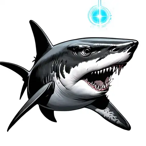 shark with laser beam on its head tattoo design idea