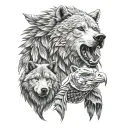 wolf bear and eagle tattoo design idea