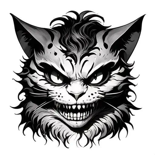 zombie Cheshire Cat from Alice tattoo design idea