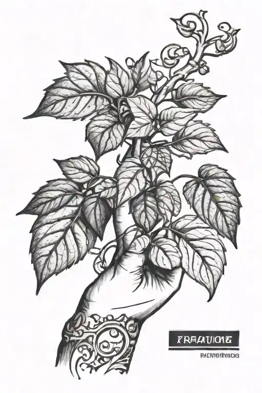 A fine line tattoo of a vine-like plant for on the right hand, from wrist across the thumb and pointer finger. tattoo design idea