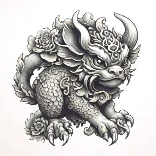 cute pixiu tattoo design idea