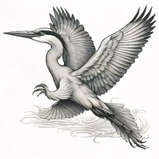 single heron flying  tattoo design idea
