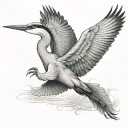 single heron flying  tattoo design idea