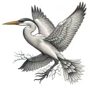 single heron flying  tattoo design idea