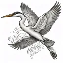 single heron flying  tattoo design idea