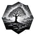lightning oaktree hexagons tattoo design idea