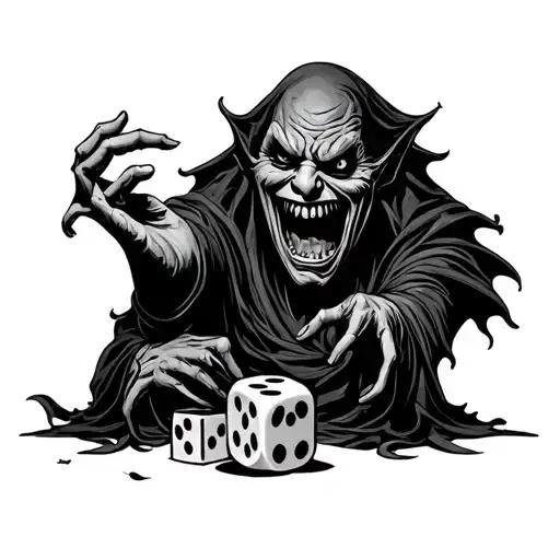  curse oogie boogie playing with dice tattoo design idea