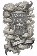 Isaiah 43:1 bible scripture with clouds surrounding tattoo design idea