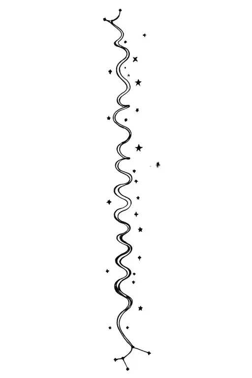 fine line constellation and moon phases spine tattoo in a straing long line tattoo design idea