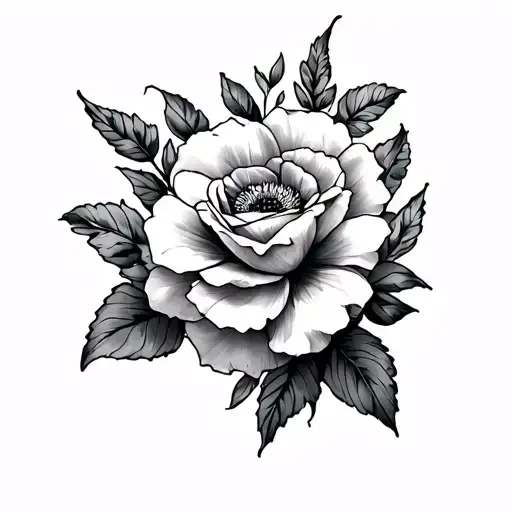 Solid tattoo and flowers from the biceps into the chest tattoo design idea