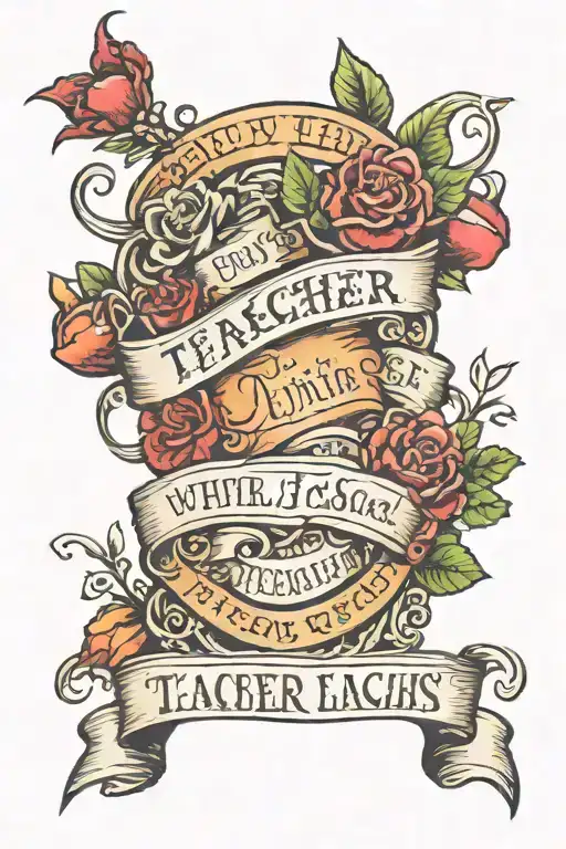 teacher inspirational messages intertwined within tattoo design idea