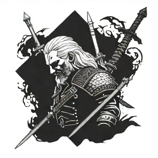 Geralt of Rivias Swords Crossing tattoo design idea