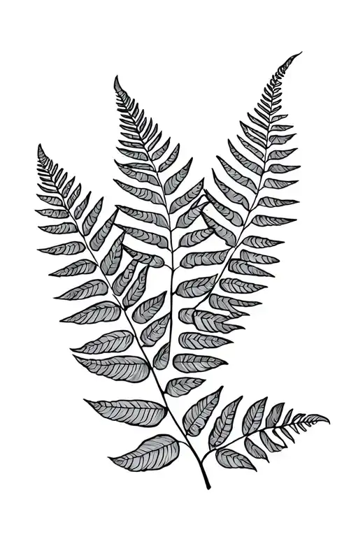black and grey fern leaf tattoo design idea