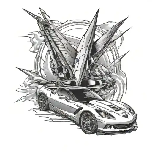 corvette speeding tattoo design idea