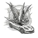 corvette speeding tattoo design idea