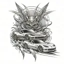 corvette speeding tattoo design idea