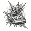corvette speeding tattoo design idea