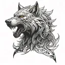 witcher wolf black with shadows tattoo design idea