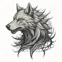 witcher wolf black with shadows tattoo design idea