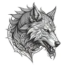 witcher wolf black with shadows tattoo design idea