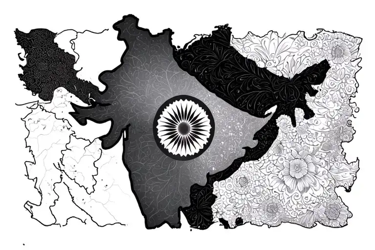 cameroon and india map together joining borders tattoo design idea