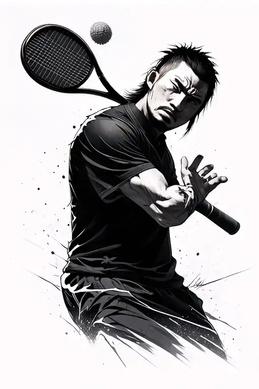 minimalist arm sleeve jiraiya tennis tattoo design idea