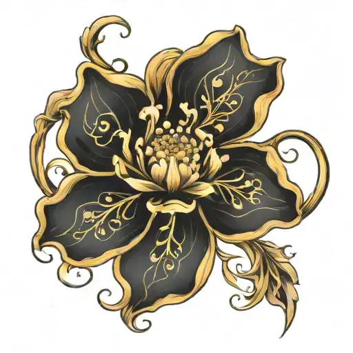 tangled magic golden flower tattoo design idea
