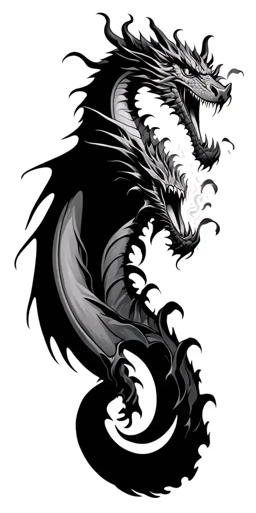 Dragon breathing fire tattoo design idea