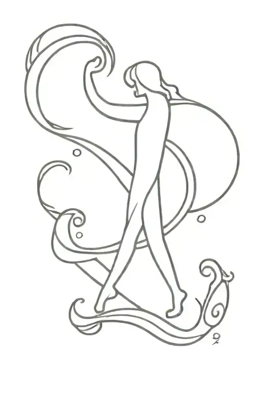 aquarius sign tattoo design idea