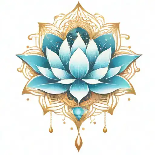 intergalactic stars all surrounding lotus flower tattoo design idea