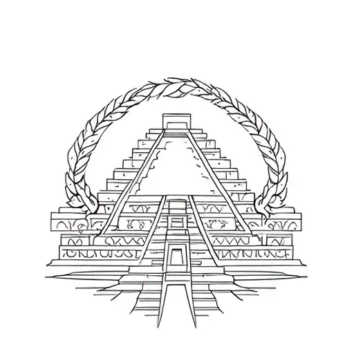 Chichén Itzá Temple, an element of day of the dead, the feathered serpent Kukulkan, inspiration from Mexico tattoo design idea