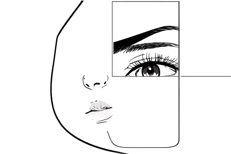 bmw e36 half front on the left and right side an eye with eyebrow and nose tattoo design idea