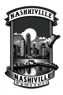 The coordinates 36°09'10.0 "N 86°47'02.3"W with the state of Tennessee and Nashville symbols tattoo design idea